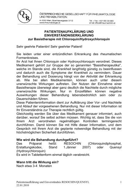 hydroxychloroquin und chloroquindiphosphat dosierung