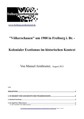 "Völkerschauen" um 1900 in Freiburg i. Br. - Kolonialer Exotismus im ...