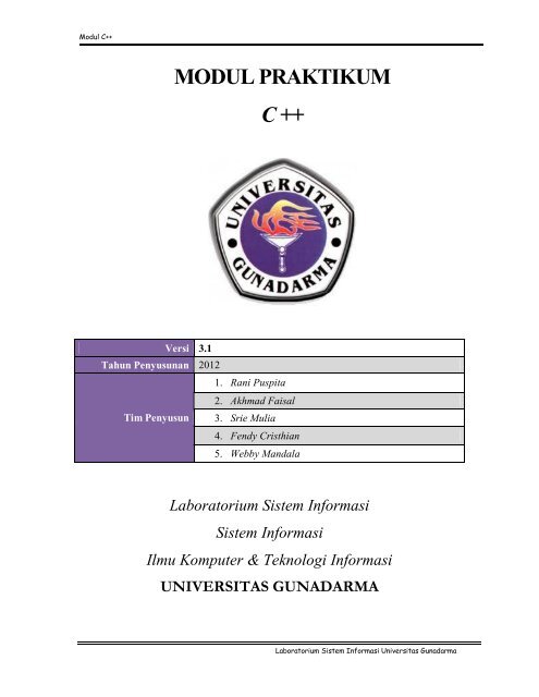 MODUL PRAKTIKUM C ++ - iLab - Universitas Gunadarma