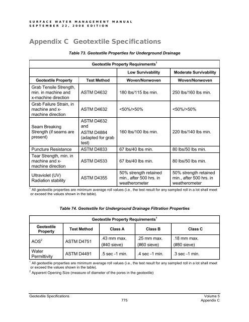 Appendix C Geotextile Specifications - City of Tacoma