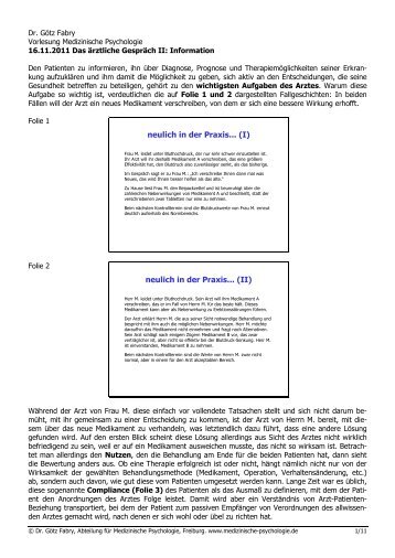 neulich in der Praxis... - Medizinische Psychologie Uni Freiburg