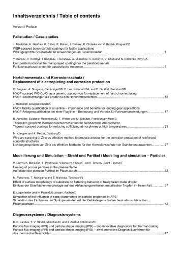 Inhaltsverzeichnis / Table of contents