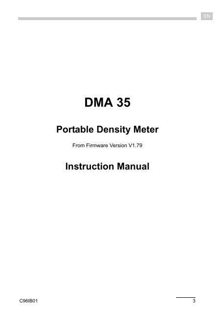DMA 35 Portable Density/Specific Gravity/ Concentration Meter - Alber
