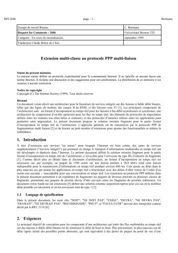 Extension multi-classe au protocole PPP multi-liaison 1 ... - RFC