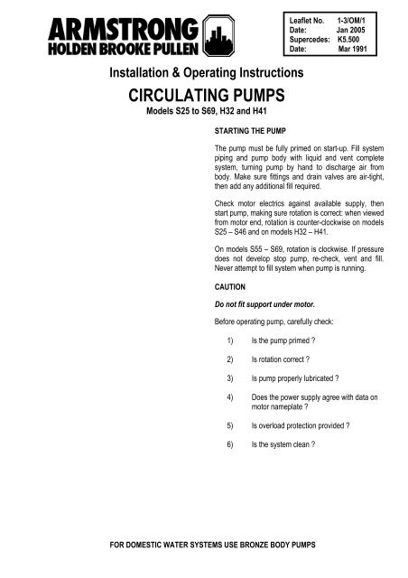 Circulating Pumps I&O - Armstrong Pumps