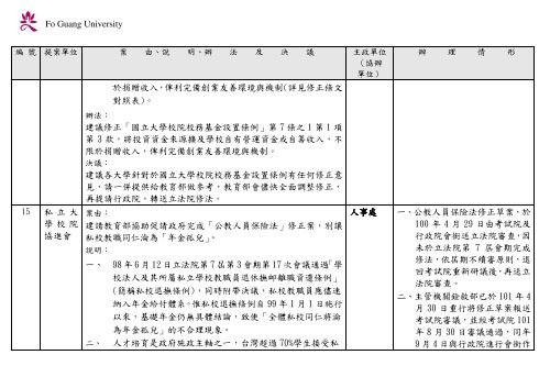 102 年大專校院校長會議 - 佛光大學