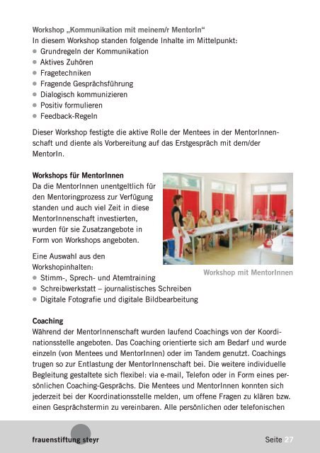 womantoring - Mentoring Guide - Frauenstiftung Steyr