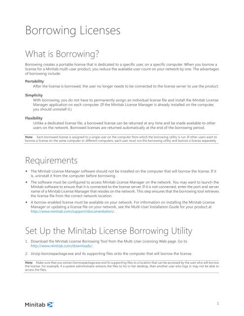 Borrowing Licenses - Minitab