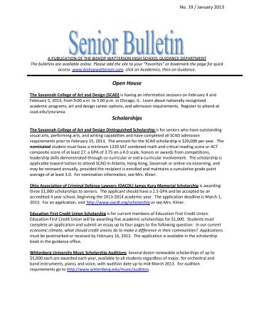 Senior Bulletin #19 - Bishop Watterson High School