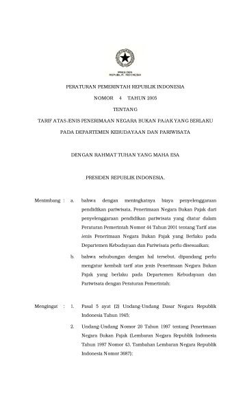 peraturan pemerintah republik indonesia nomor 4 tahun 2005 tentang
