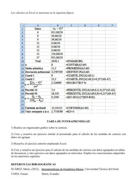 MEDIDAS DE ASIMETRÍA Y CURTOSIS EMPLEANDO EXCEL