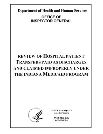 Review of Hospital Patient Transfers Paid as Discharges and ...