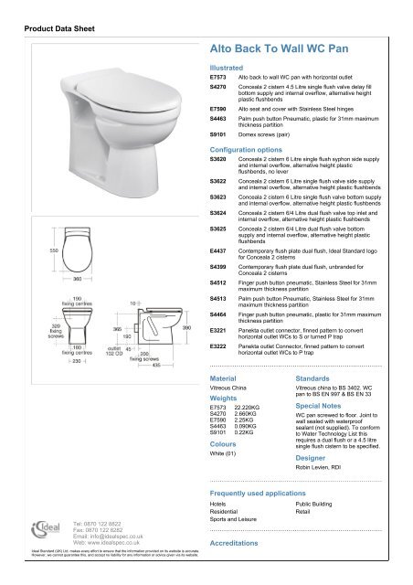 Alto Back To Wall WC Pan - Trademate Home Page