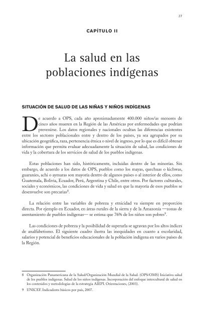 CAPÃƒÂTULO II LA SALUD EN LAS POBLACIONES INDÃƒÂGENAS ...