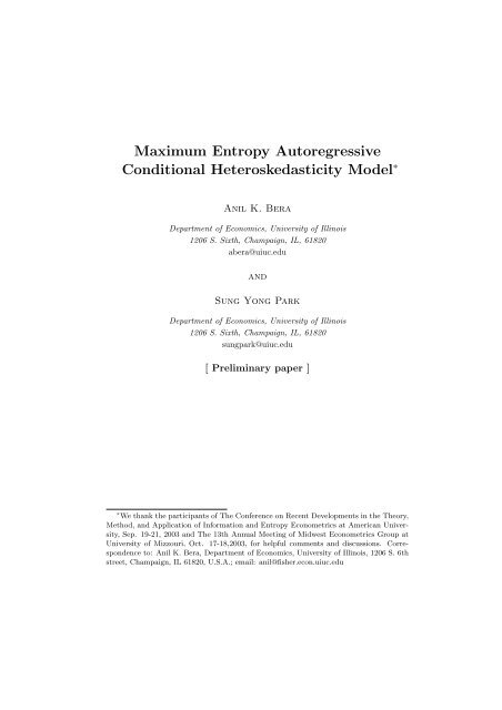 Maximum entropy autoregressive conditional heteroskedasticity model