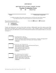 Teacher Evaluation Form - Howard County Public Schools