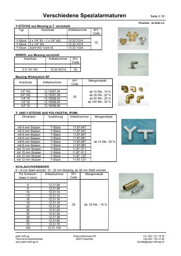 Verschiedene Spezialarmaturen - Peter Hefti AG