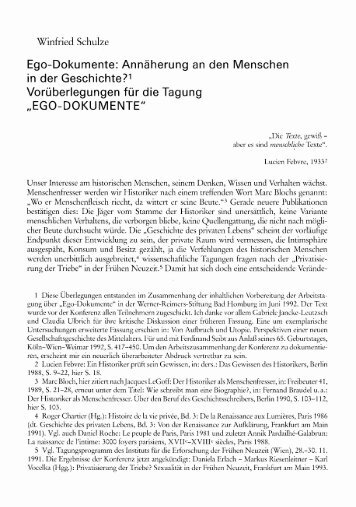 Ego-Dokumente: Annäherung an den Menschen in ... - Historicum.net