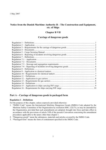 Carriage of dangerous goods