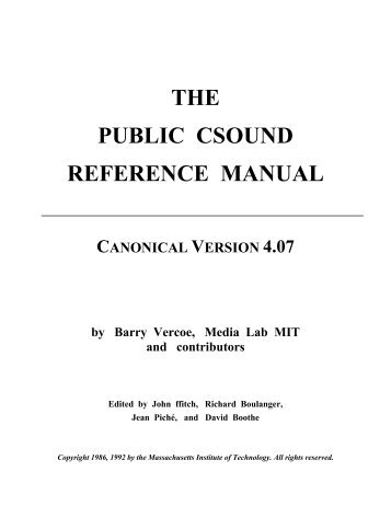 Csound Reference Manual in PDF Format