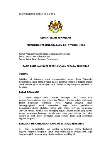 Garis Panduan Bagi Perbelanjaan Secara Berhemat