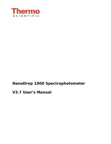 NanoDrop 1000 Spectrophotometer V3.7 User's Manual