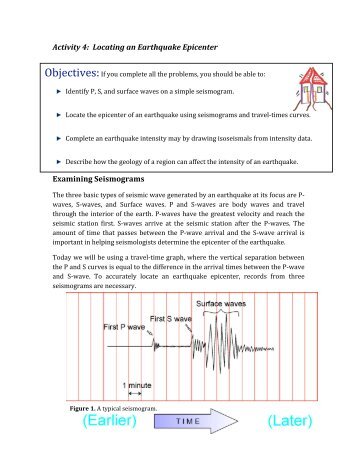 Activity 4: Locating an Earthquake Epicenter Examining Seismograms