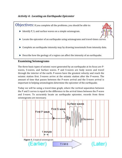 Activity 4: Locating an Earthquake Epicenter Examining Seismograms