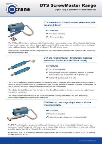 DTS ScrewMaster Range - Crane Electronics