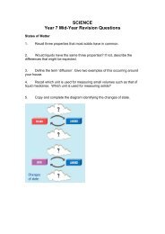 Year 7 Mid Year Revision Questions