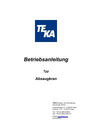 Bedienungsanleitung - TEKA GmbH