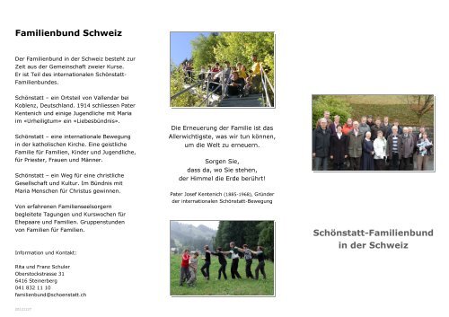 Familienbund Schweiz SchÃ¶nstatt-Familienbund in der Schweiz