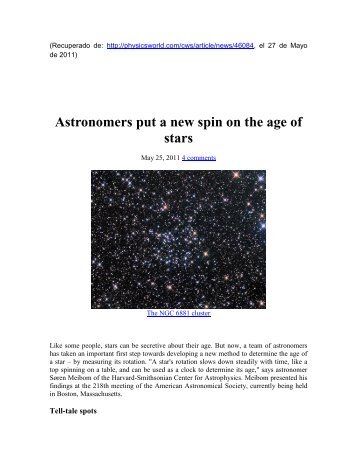 Astronomers put a new spin on the age of stars