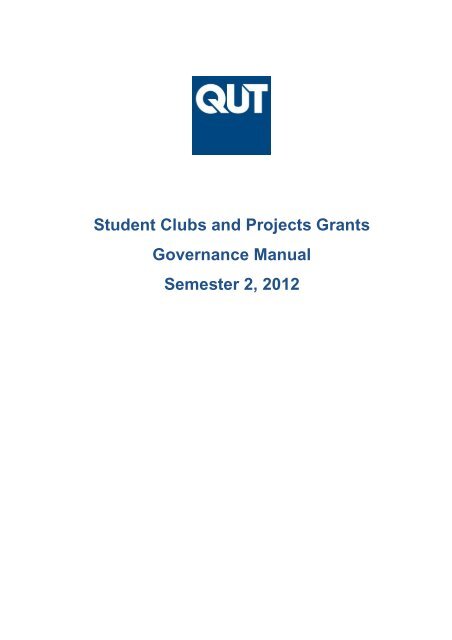 SCAP Grants Governance Manual - QUT