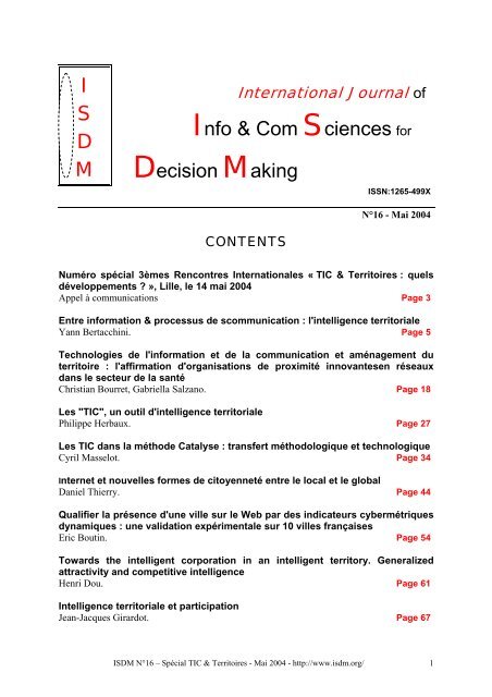 Info & Com Sciences for Decision Making I S D M