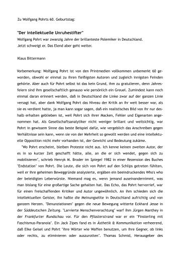 Wolfgang Pohrt - Edition Tiamat