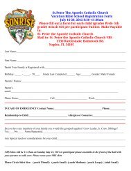Vacation Bible School Registration Form - St Peter the Apostle ...