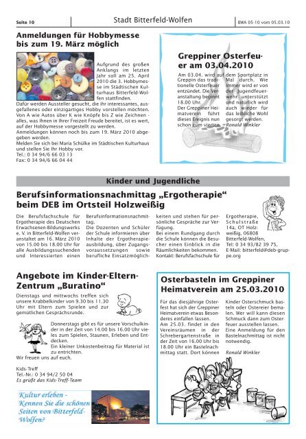 Amtsblatt 05-10 erschienen am 05.03.2010 - Stadt Bitterfeld-Wolfen
