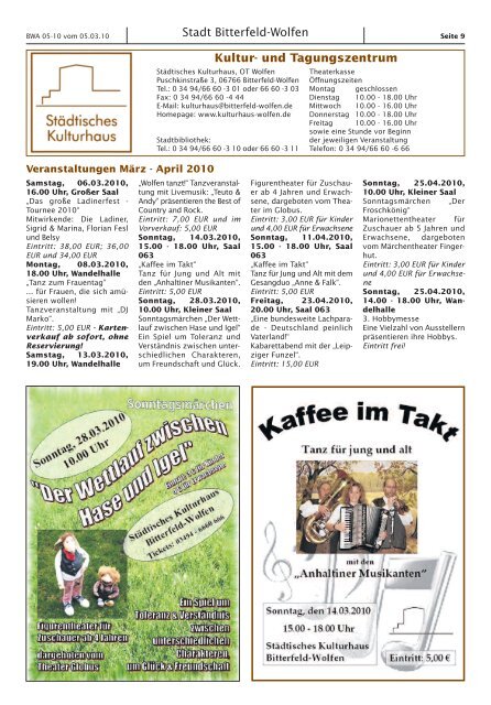 Amtsblatt 05-10 erschienen am 05.03.2010 - Stadt Bitterfeld-Wolfen