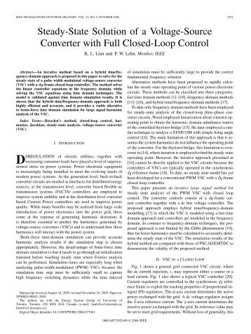 Steady-state solution of a voltage source converter with full closed ...