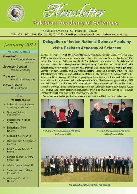 PAS Newsletter - Pakistan Academy of Sciences