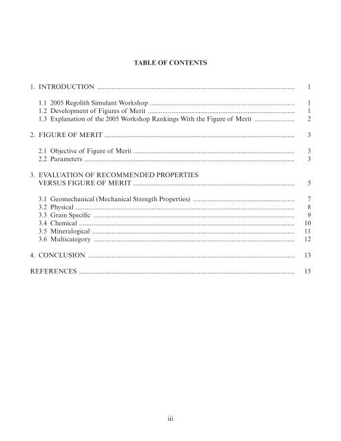 Figure of Merit Characteristics Compared to Engineering Parameters