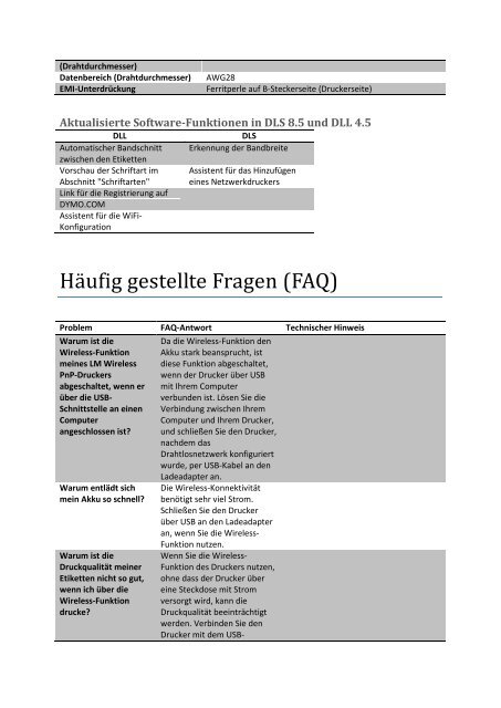 Technisches Datenblatt LabelManagerTM Wireless PnP - DYMO