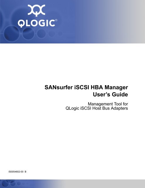 SANsurfer iSCSI HBA Manager User's Guide - QLogic