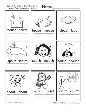 Ou-Ow Sounds Fun Worksheets - Heidi Songs