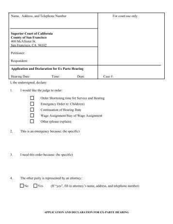 11.8A(1) Ex Parte Application and Declaration - Superior Court of ...