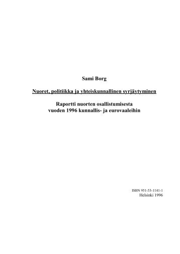 Sami Borg Nuoret, politiikka ja yhteiskunnallinen syrjÃ¤ytyminen ...
