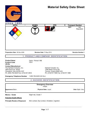 MSDS - The Garland Company, Inc.