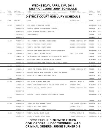 wednesday, april 13 , 2011 district court jury schedule district court ...