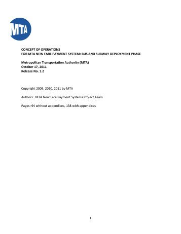 Concept of Operations for MTA New Fare Payment - Smart Card ...